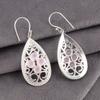 Rose Chalcedony Gemstone 925 Stamped Silver Handcrafted Jewelry Earrings 2.25" CE-17-16