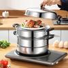 Universal Stainless Steel Multi-Layer Steamer Pot for Buns and Soup, Compatible with Gas and Induction Cookers