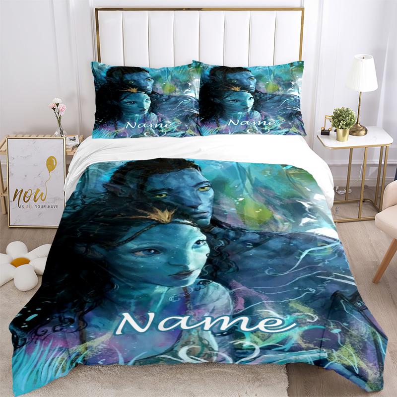 Custom Name Avatar World Bedding 3 Piece Set HD Print Duvet Cover Pillowcases for Teens Adult Bedroom Decoration