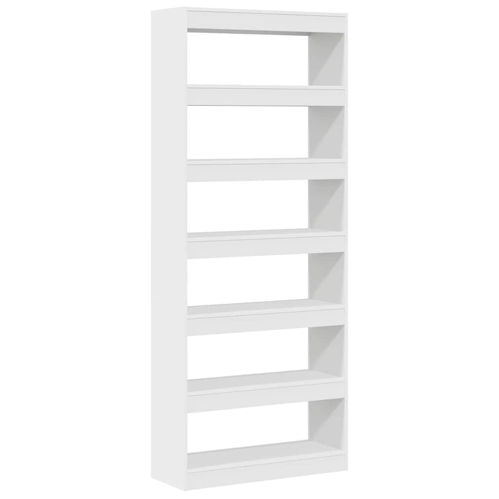White Bookshelf with Shelves 80 x 30 x 198 cm Engineered Wood