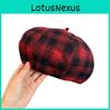 Vintage Plaid Beret Hat For Women With Embroidered Design For Casual Fall And Winter Outfits