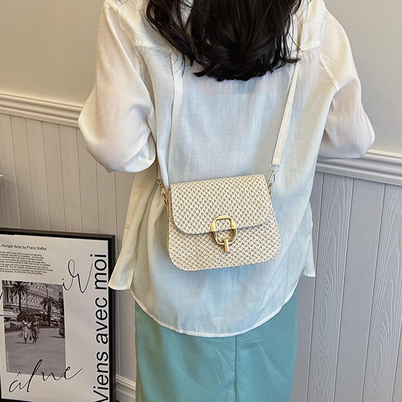 New Crossbody Straw Woven Bag Handbag for Women's Bag Woven Vacation Bag Rattan Bag Fashion Small Bag Saddle Bag