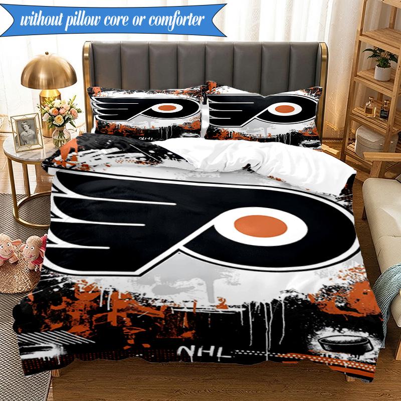 3PCS Flyers Hockey Team Bedding Set,Including 1pc Duvet Cover And 2pcs Pillowcases Perfect for Bedroom, Dormitory, Fan Christmas gift