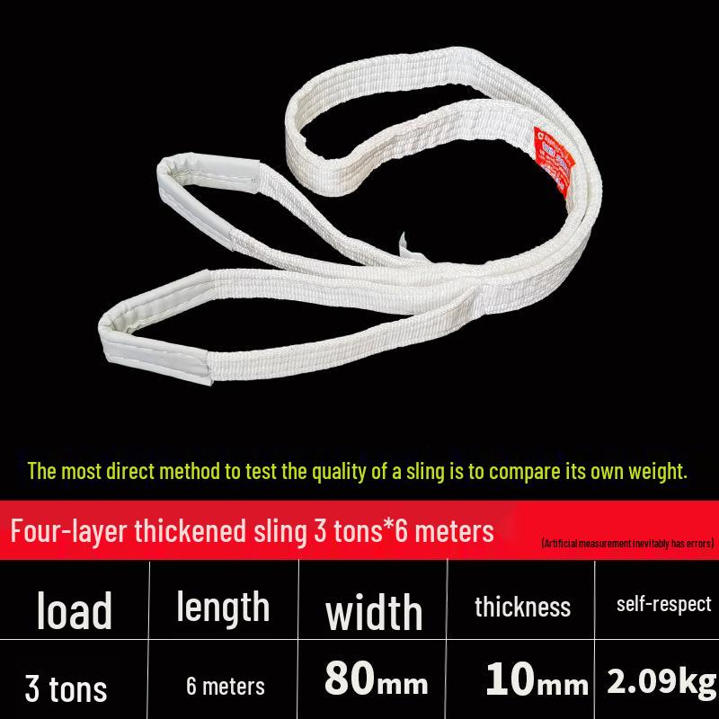 Thickened Acid-Washed Polypropylene Lifting Sling, Canvas Tie-Down Strap for Crane, Hoist, or Forklift