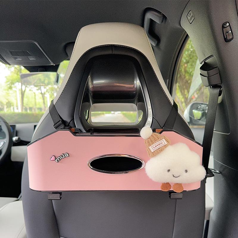 Aufbewahrungsbox für die Rücksitzlehne mit Taschentuchhalter & Getränkehalter - Multifunktionaler Organizer