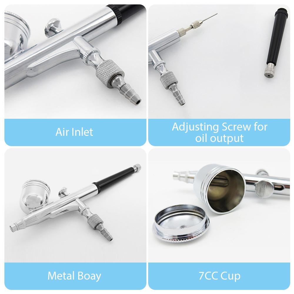 

Мини-набор аэрографа с капельной трубкой 0,3 мм иглой 2 мл Caravity Feed Cup Airbrush Pen для макияжа серебряный