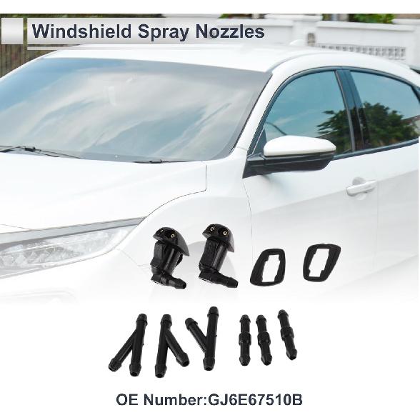 Bico Limpador de Para-brisa para Toyota Tacoma 2001-2004 Dianteiro C/ Conector Y de 3 Peças Mangueira Plástico Preto Car GJ6E67510B 1 Conjunto