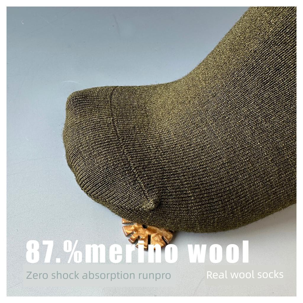 87% Merino Wool Socks for Men and Women, Outdoor Hiking Sports Mid-Calf Running Socks, Run Pro