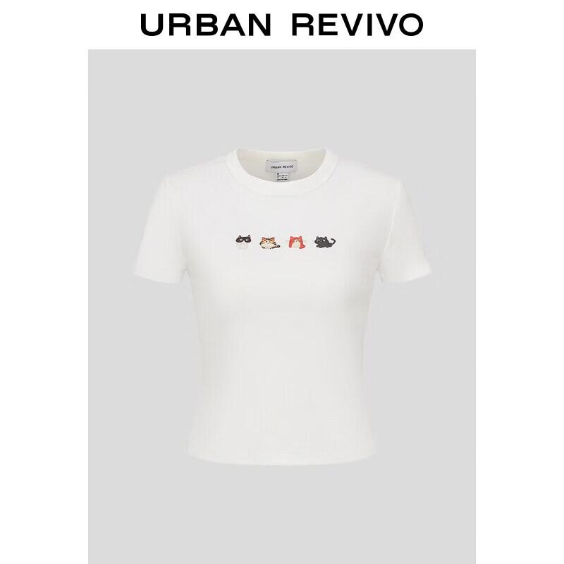 UR2026 Women s Casual Cat Print Slim T-Shirt S