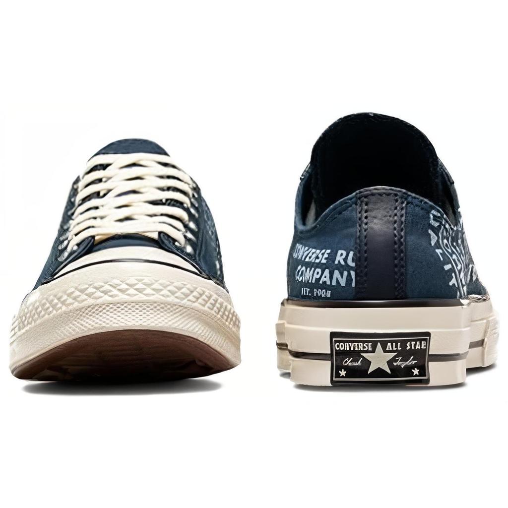 Chuck 70 Sovrapposizione in Pelle Low Converse Rubber Company Sneakers Unisex Blu Navy Egret A07124C