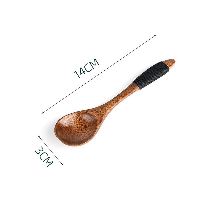 Small Wooden Spoon Children Soup Spoon Natural Wood Japanese Honey Sugar Salt Seasoning Spoon Dessert Tea Coffee Scoop Spoon