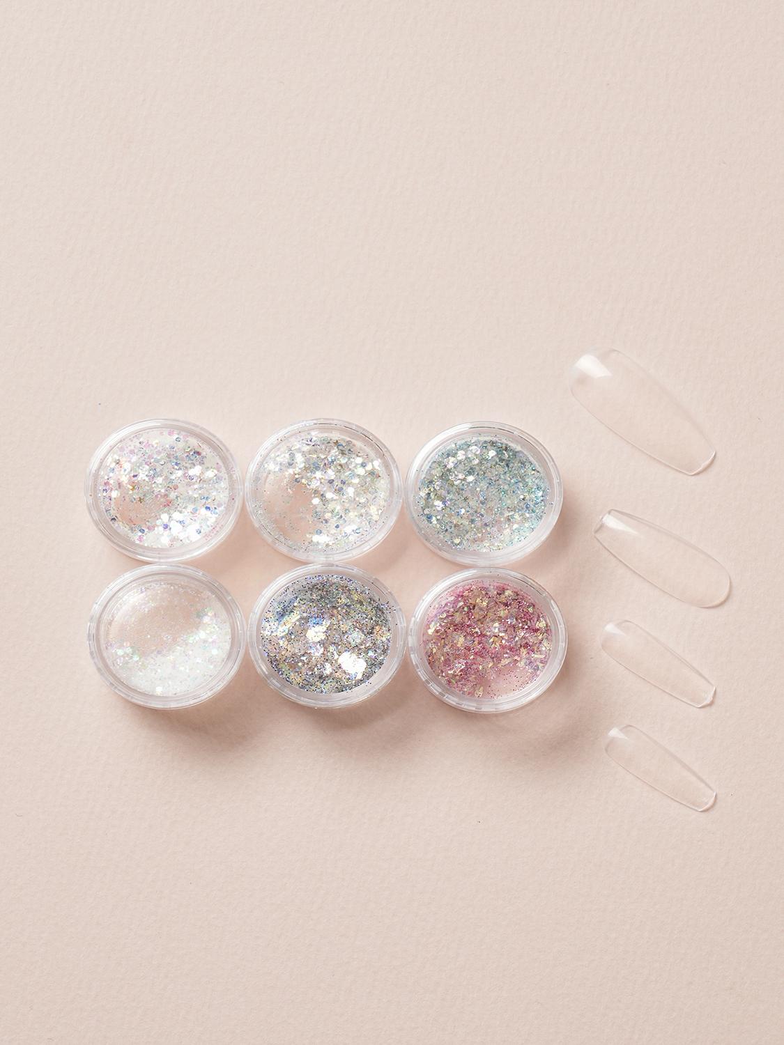 Nail Art Glitter Decoration Set - 6 Colors 1ea