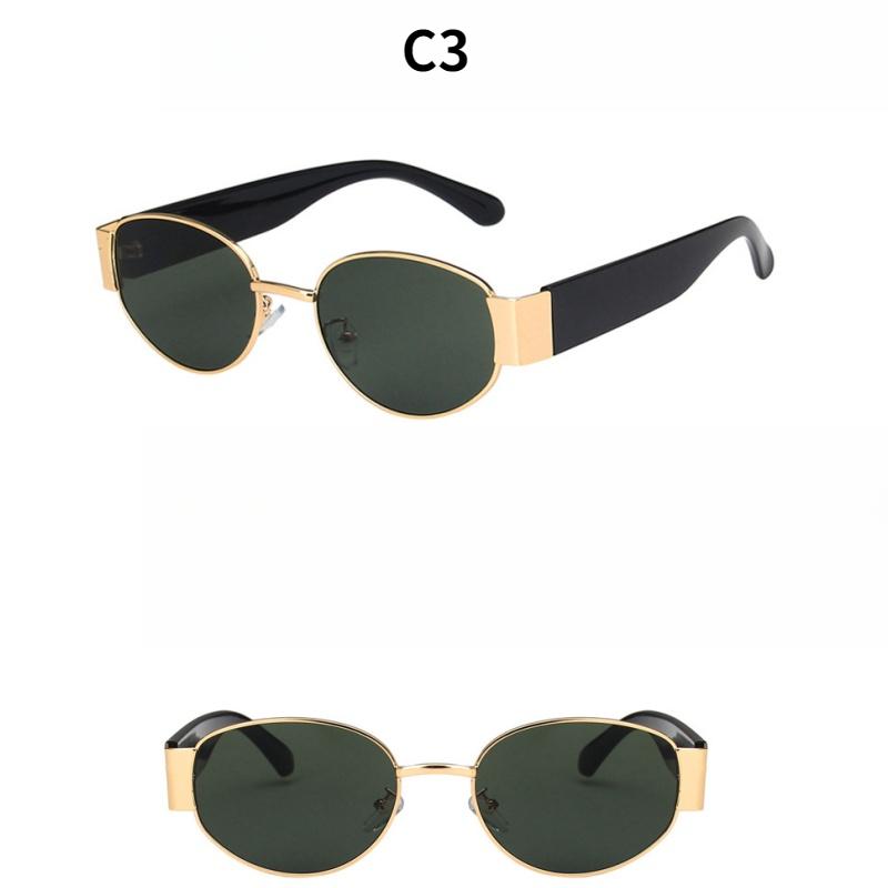 Women's Sunglasses, Oval Metal Sunglasses, Men's and Women's Fashion Sunglasses