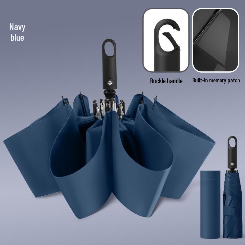 Memory Patch Three-Fold Automatic Umbrella: 8-Bone, Non-Folding, Dual-Use for Sun and Rain.