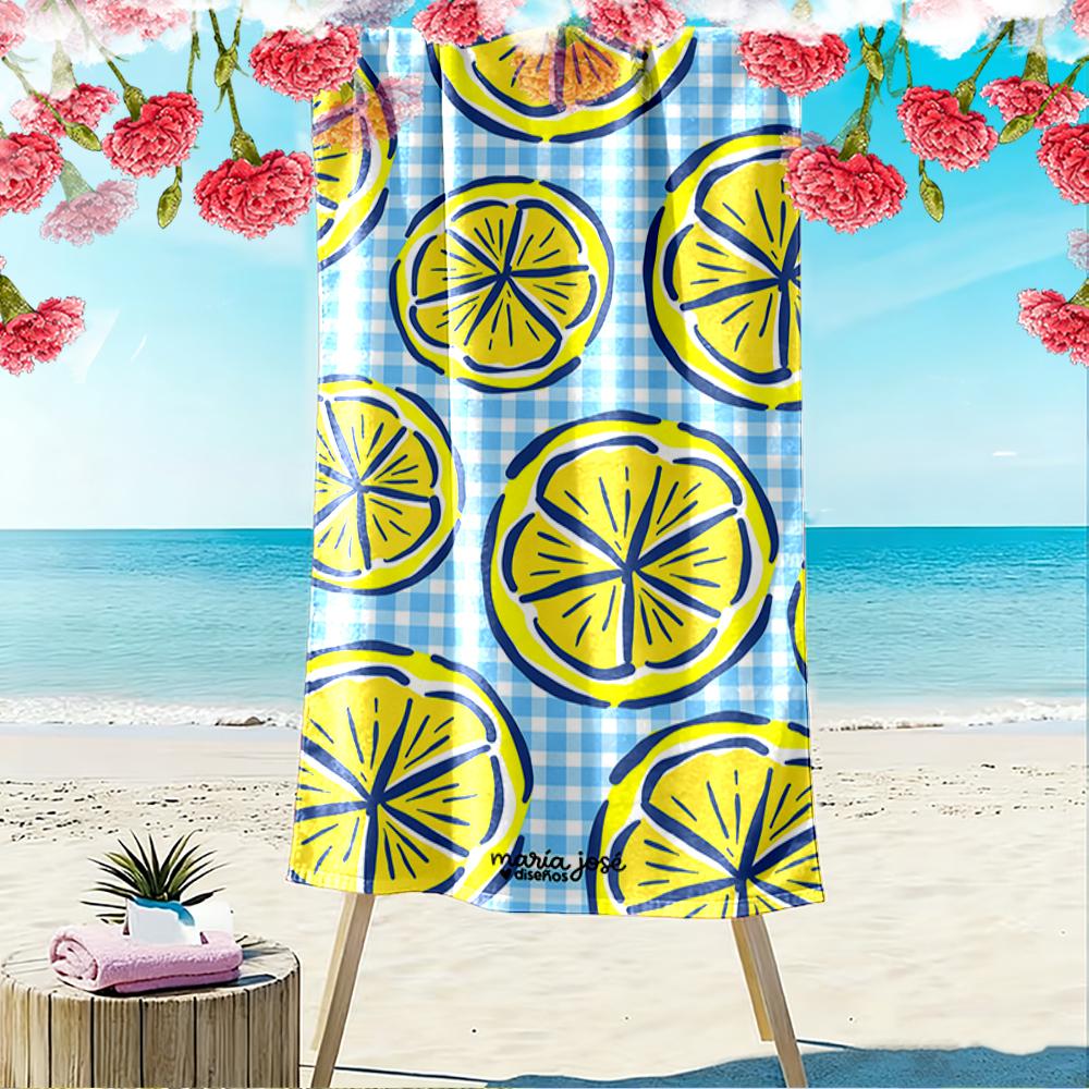 Lemon Pattern Beach Towel Beach towel quick-drying for travel outdoor sports jogging beach and swimming