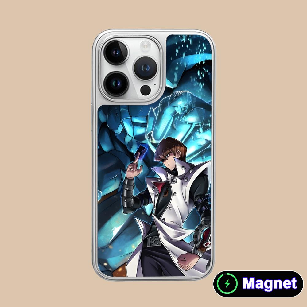 Yugioh Seto Kaiba Phone Case for iPhone 17 16 15 14 13 12 11 Air Pro Max Plus Electroplated Silver Magsafe Cover