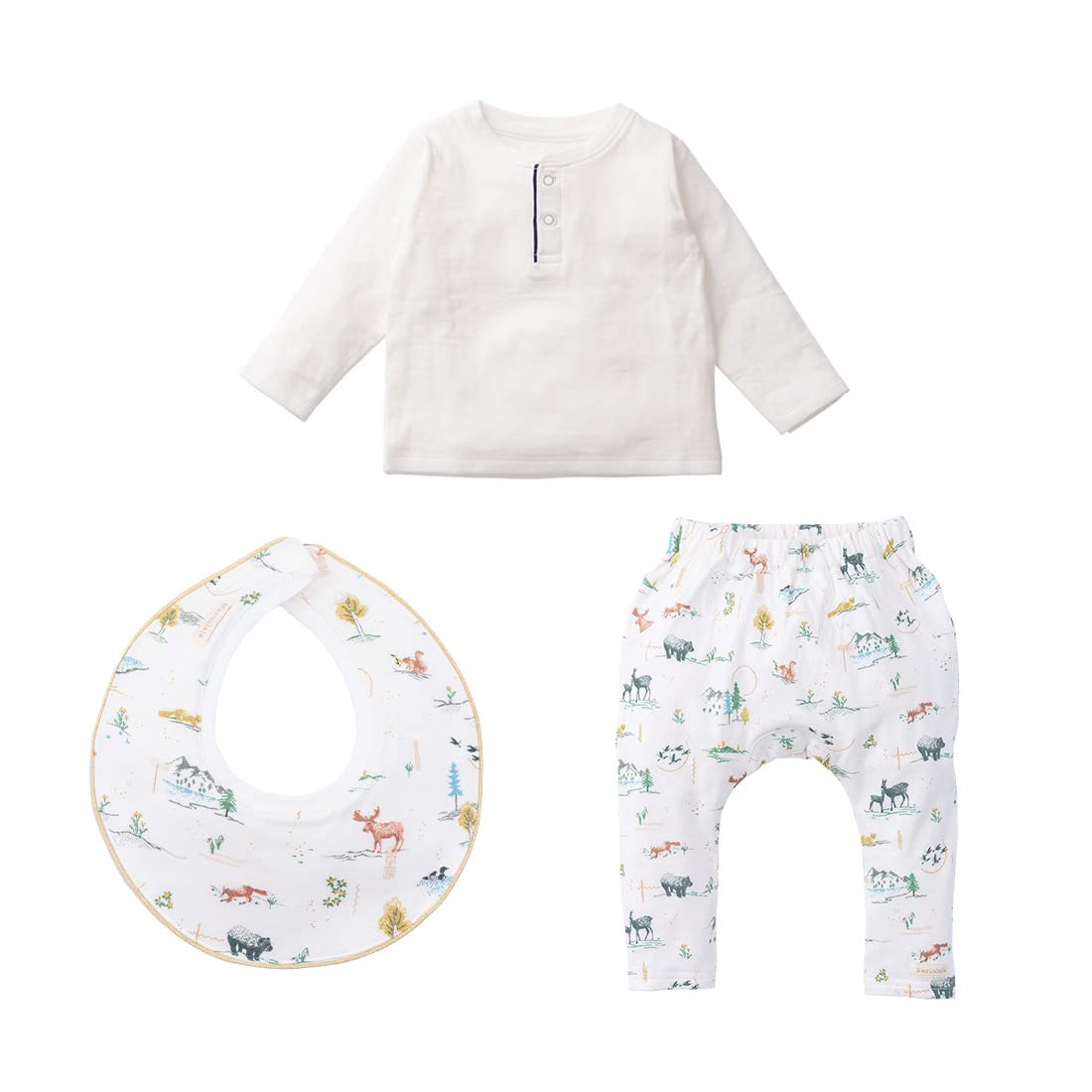 

Haruulala Baby Shower Gift for Boys Organic Cotton Baby Clothes Set Top Pants [Haruulala organic] 3-Piece (Bib + + + Boxer) (Long Length) (Forest