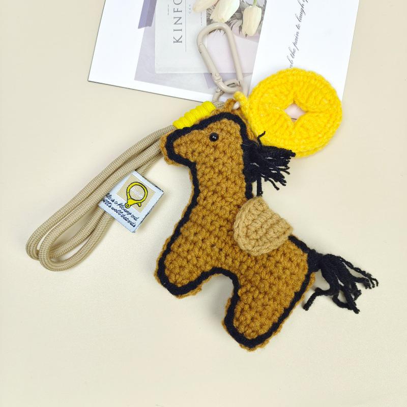 Handcrafted Wool Crochet Horse Keychain - Ideal for Bag Decoration or Event Gifts