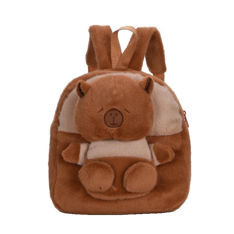 Schoolbag Cartoon Cute Capybara Bag Cute Kapibara Doll Backpack Girl Versatile Plush Storage Backpack
