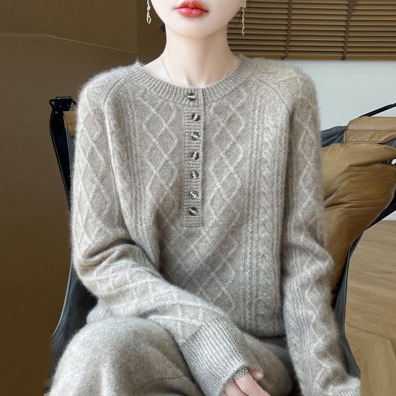Women Sweater 100% Wool MODERN NEW SAGA O-neck Knit Pullover Thick Winter Jumpers Female Knit Tops