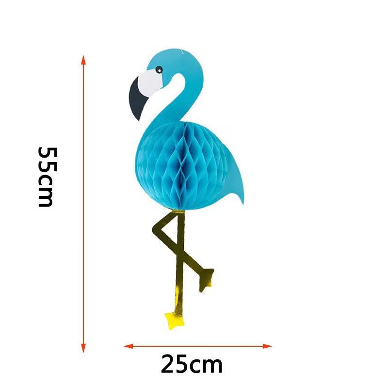 Hawaiian Pink Rose Red Blue Flamingo Honeycomb Hanging Party Decoration синий