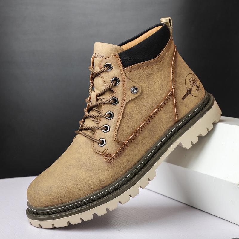 Luxury Men High Top Boots Autumn Vintage Men British Leather Boots Fashion Non Slip Motorcycle Boots Chelsea Botas Hombre 38-47