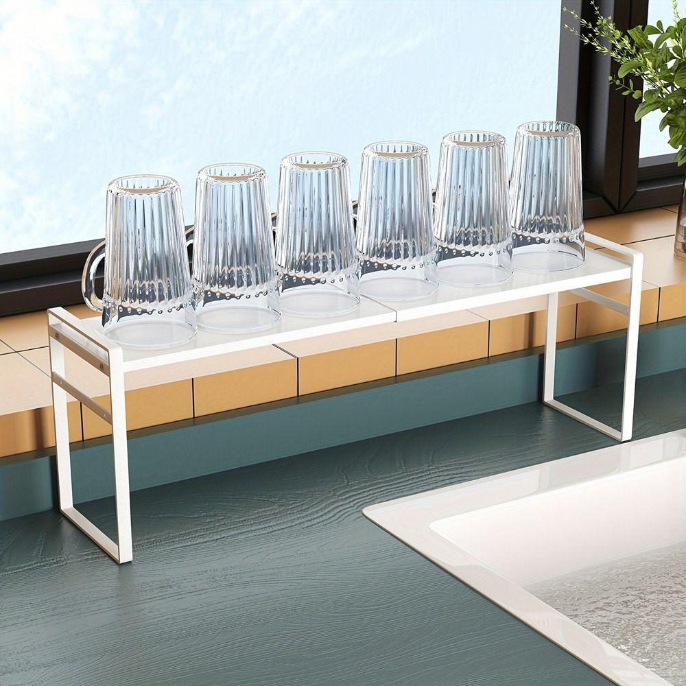 Double-Layer Expandable Cabinet Shelf Large Capacity Narrow Spice Rack  for Kitchen