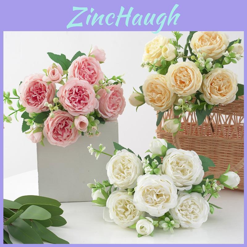 Peony Silk Flower Tabletop Ornament With Realistic Design For Home Decor And Celebration