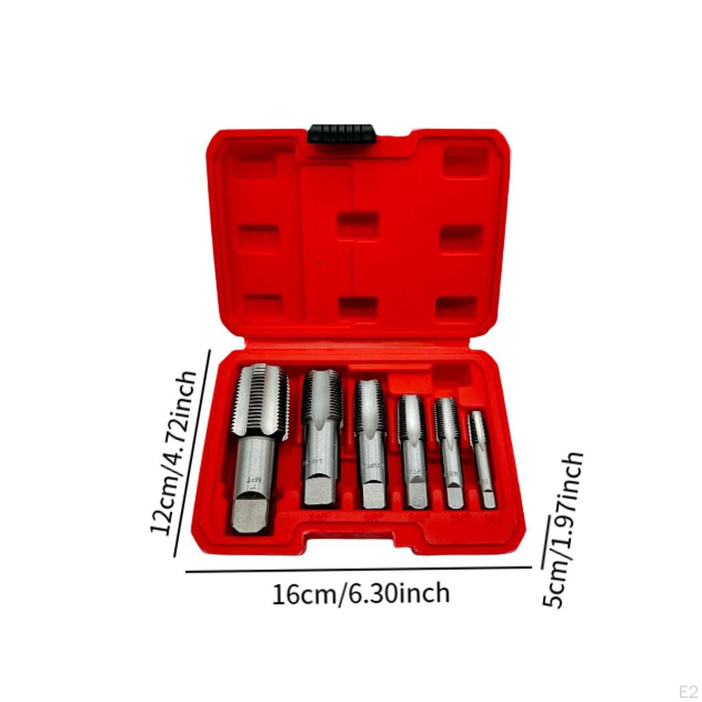 6Pcs NPT Pipe Taps 1" 3/4" 1/2" 3/8" 1/4" 1/8" Hand Threading Tool for DIY Metal Aluminum Plastic