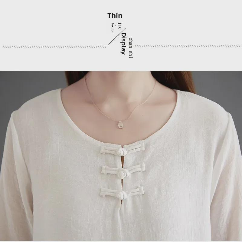 Elegantní zenový tanec dámské dvoudílné šaty v čínském stylu bílého čaje