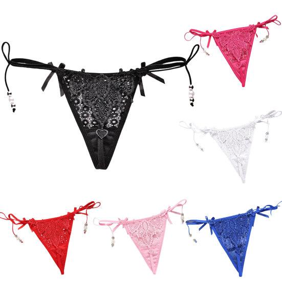 Briefs Sexy G-String Nylon Bowknot Dangle Bead Knickers for Everyday