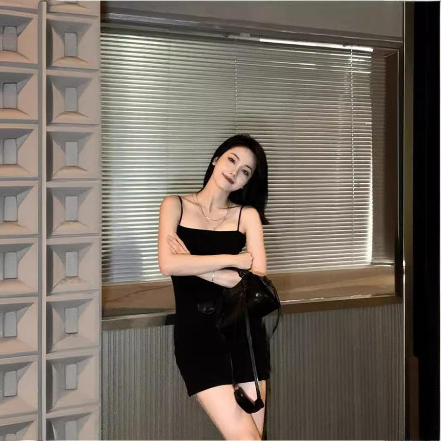 Summer Lusty Little Girl Strappy Dress Women's Temperament Slim Fit Shaping Inner & Outer Camisole Bodycon Skirt