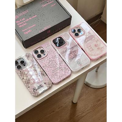 Pink Bow Lace Leopard Print Phone Case for Apple iPhone 16 promax-Soft Silicone Shockproof Creative Cover On iPhone16/15/14/13/12/11/Pro/Plus/Promax