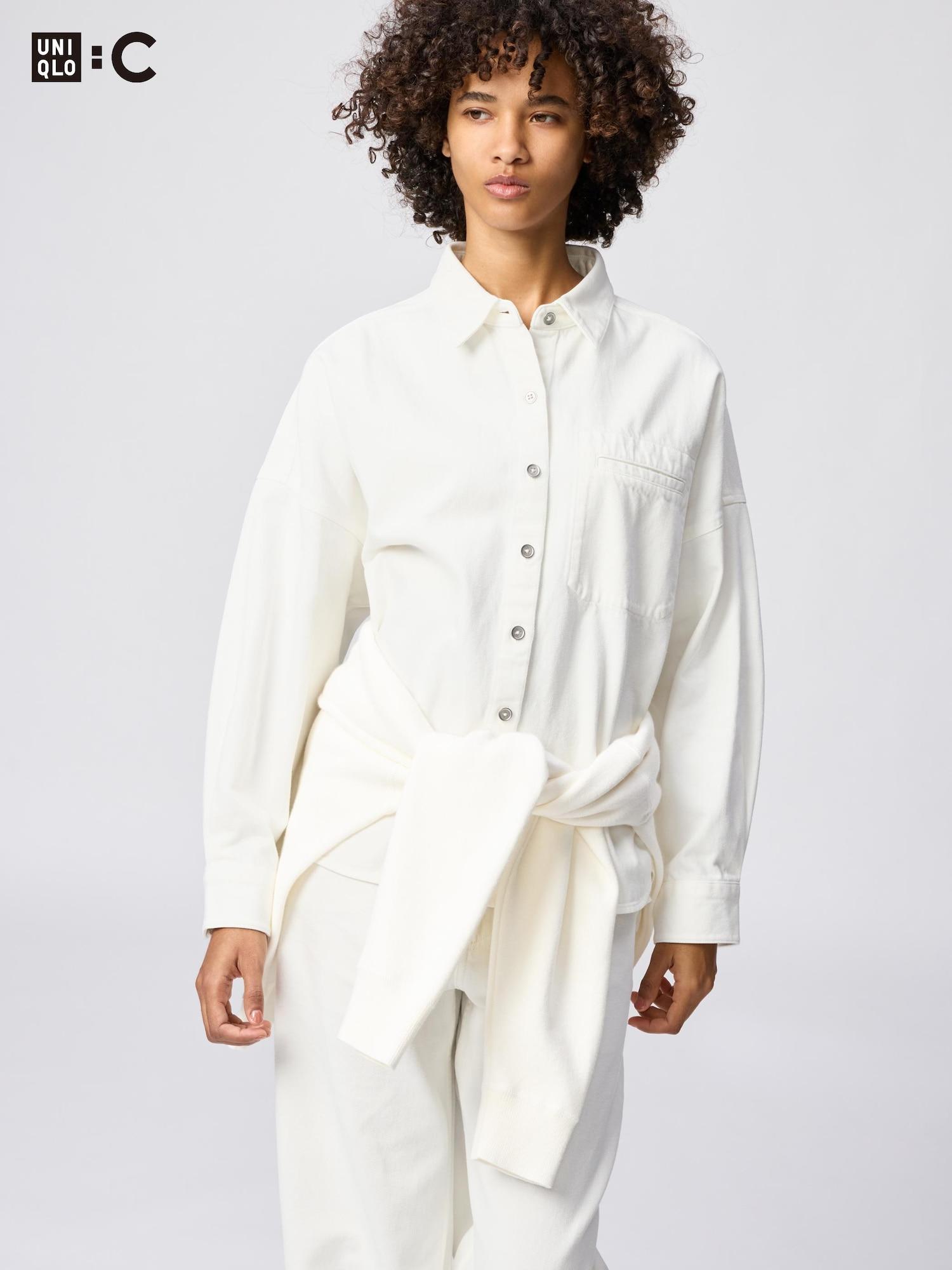 Uniqlo Япония Джинсовая свободная рубашка-куртка 00 WHITE/XXL