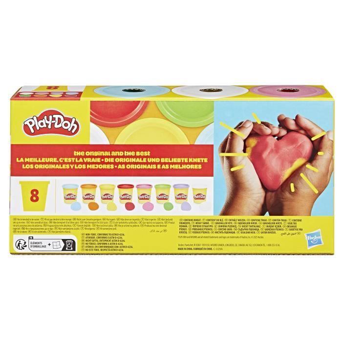 Play-Doh 8 couleurs arc-en-ciel, pots de pâte à modeler de 85 g