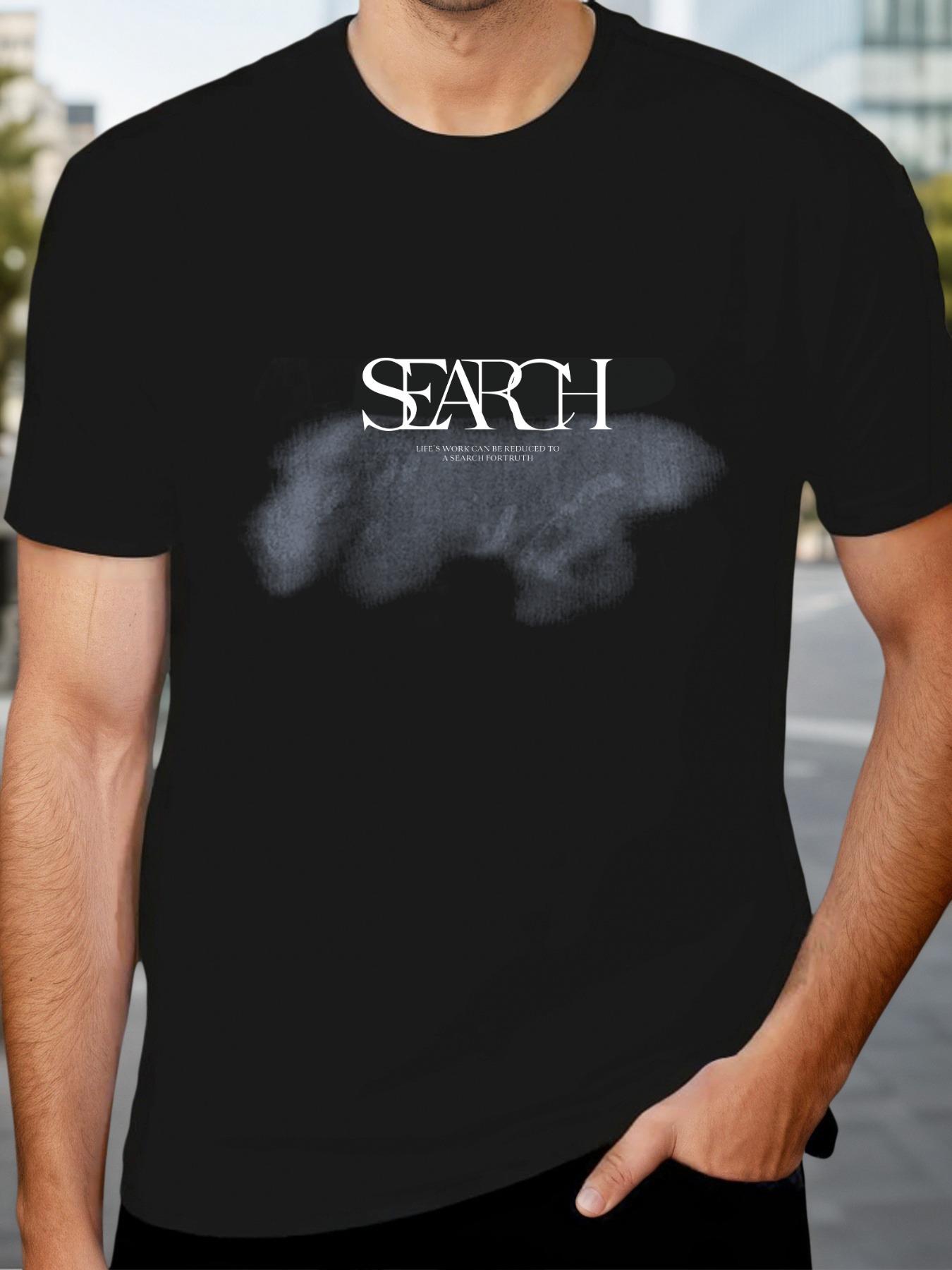 

Search Graphic T-shirt - Black Casual Short Sleeve Tee with Cloud Design M