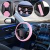 10pcs Women's Leather Steering Wheel Cover, Car Accessories Set With Seat Belt Shoulder Pads,  Start Button Ring Sticker, Vent Clip, Car Accessories
