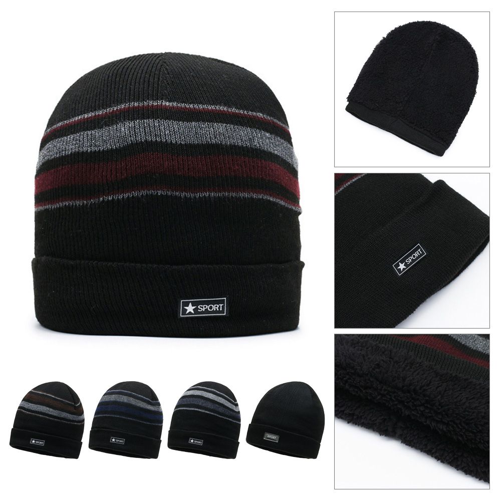 

Casual Cap Solid Cute Female Beanie Caps Knitted Stripe Beanies Warmer Bonnet Winter Autumn Hats