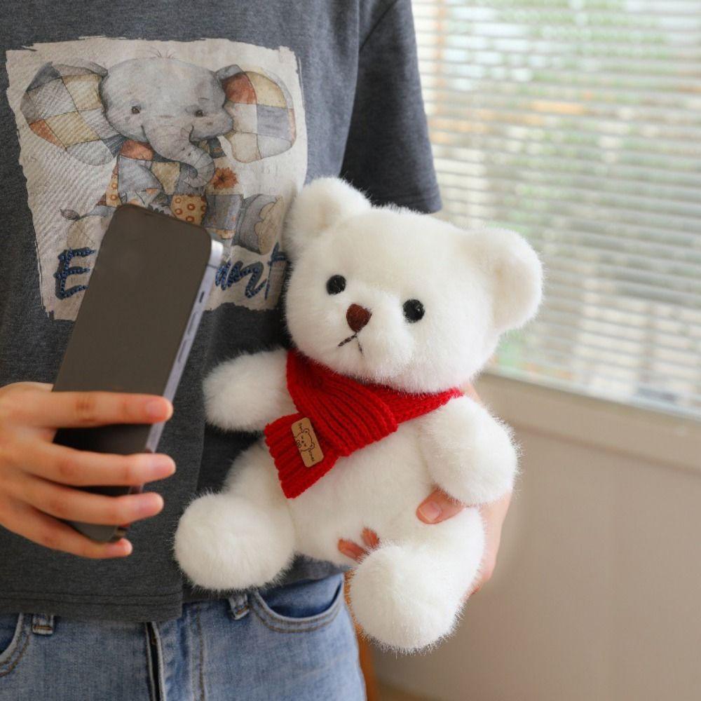 Cartoon Bear Plush Toy Soft Scarf Bear Stuffed Dolls Scarf Bear Soft Pillow  Birthday Gift