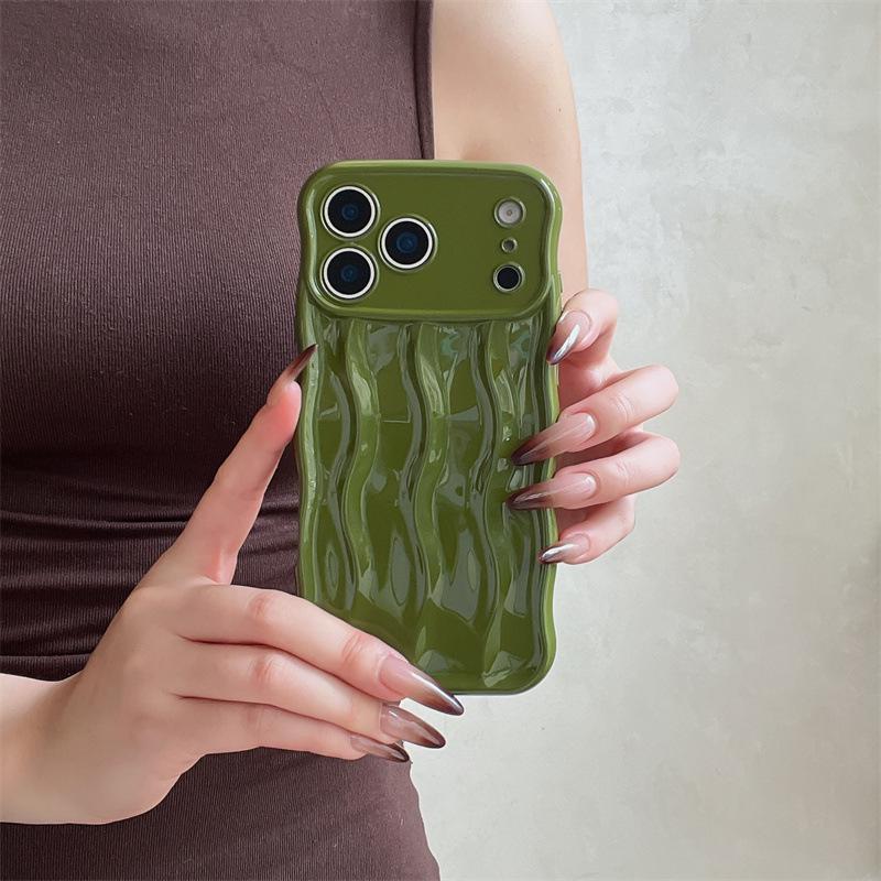 3D Wave Pattern Soft Shell Case for iPhone 13-17 Pro Max