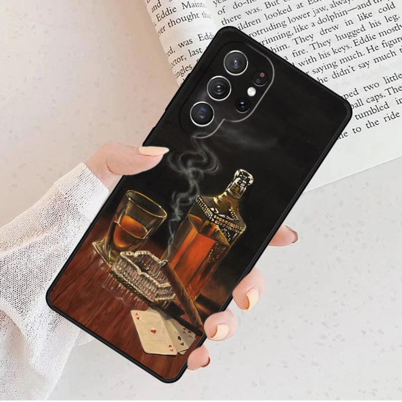 Cigar Whiskey Ice Drink Phone Case For Samsung Galaxy S25 S25 S23 S30 S30 S8 S21 S20 FE S24 S22 Note 10 20 Plus Lite Ultra Lite