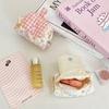 Ins Aesthetic Cartoon Quilted Makeup Bag Snap Closure Portable Cosmetic Pouch Travel Essential Small Organizer for Toiletries