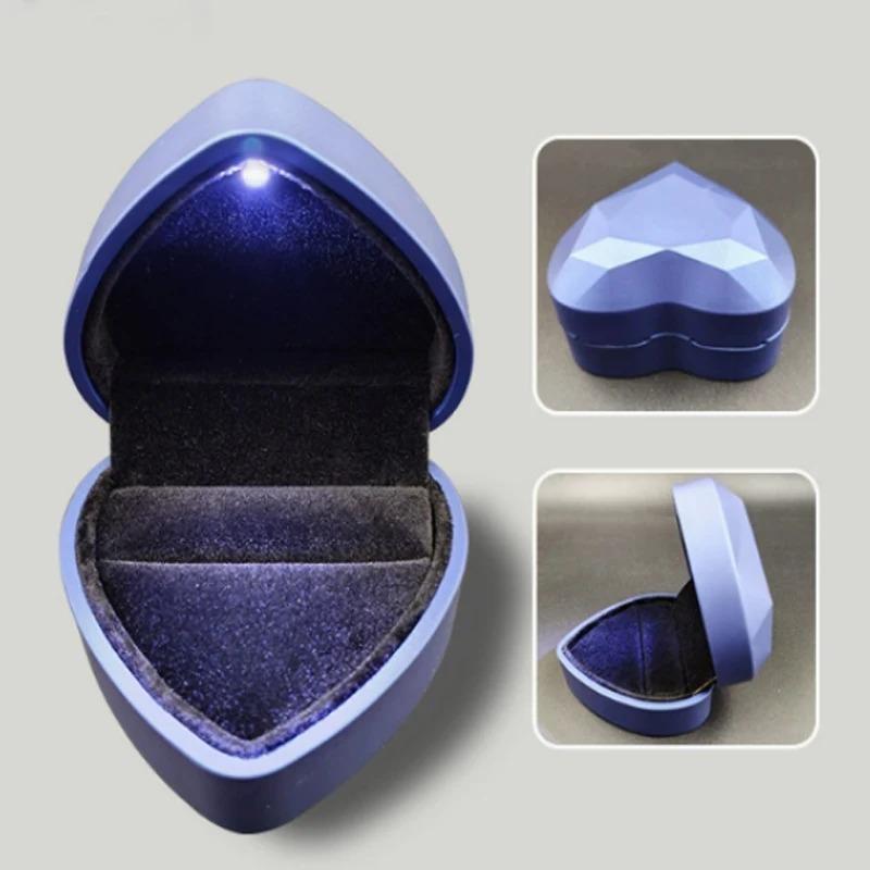 Creative Heart-shaped LED Diamond Ring High-end Illuminated Necklace Gift Boxes Proposal Gift Packaging Jewelry Boxes