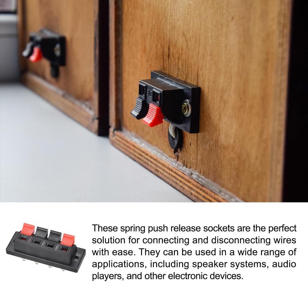 Rebower Spring Push Release Socket Speaker Terminal Connector Speakers Audio 58mm Red Black 10pcs 4-Position [For & Players] - / & /