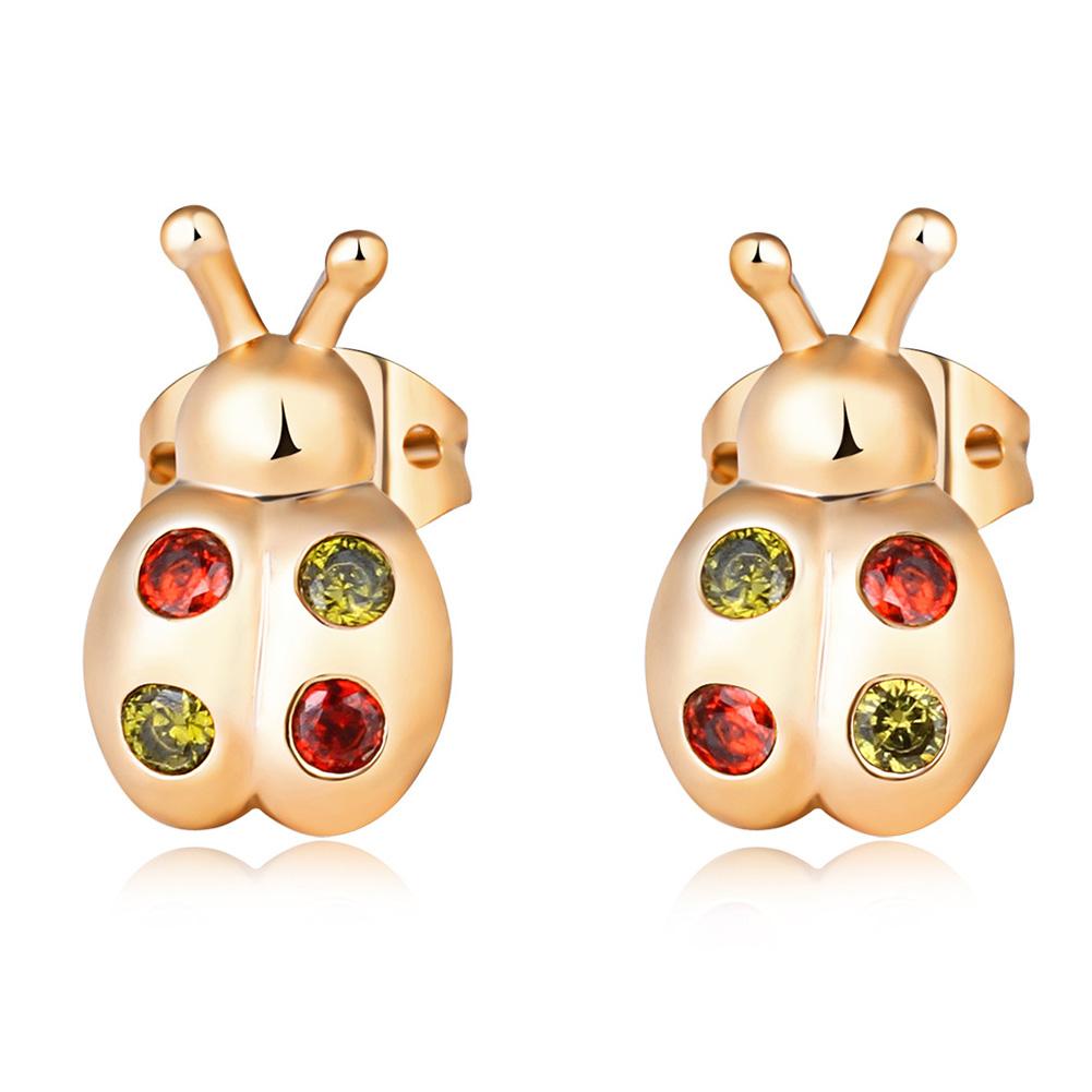Women Lovely Cartoon Ladybug Earring Exquisite Zircon Ear Studs