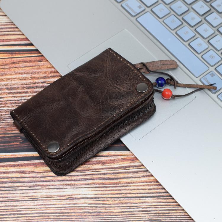 

Washed Vegetable Tanned Cowhide, Handmade Coloring, Distressed, Multifunctional, Minimalist, Driver s License Buckle, Key Bag, Trendy