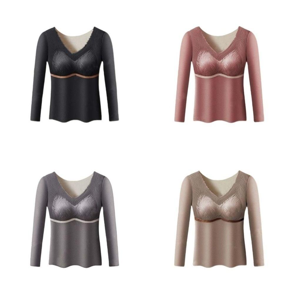 Large Size Women Thermal Clothes U Round Neck Warm Tops Thermal Underwear Lingerie Feel Heating Warmth Long Tops Girls Female