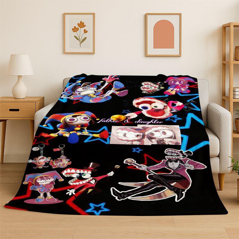 Coperta Plaid in Morbida Flanella Cartoon Amizing Digtal Circus Pomni, Coperta Accogliente per Letto, Divano, Poltrona, Camera da Letto, Soggiorno, Picnic bambino