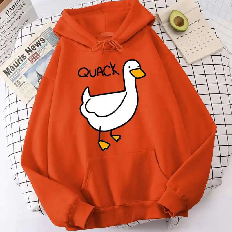 QUACK niedlicher Cartoon Gänsepullover Frühling und Herbst Herren- und Damen Langarmjacke Kapuzenpullover