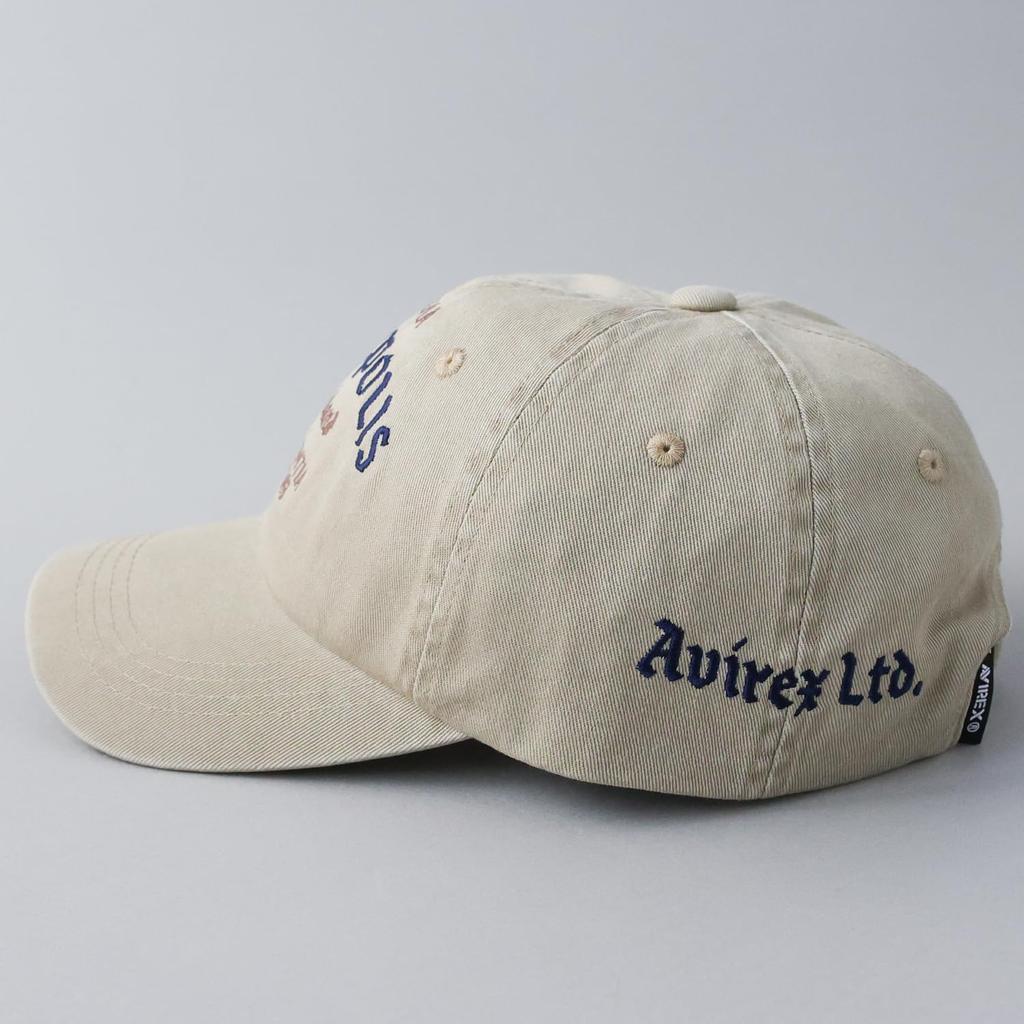 Avirex Military USNA Logo Cotton American Casual Summer Baseball Size 070 Men's Low-Profile Cap, Embroidered, Style, Cap, Beige,